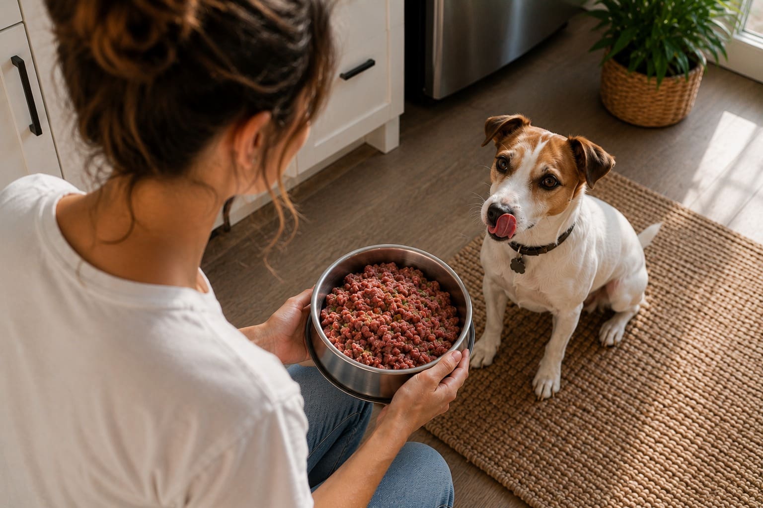 A fresh raw dog food meal
